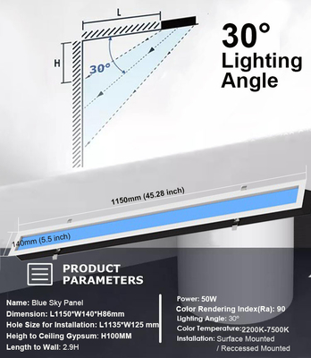 주문 AC 100-240V LED 천장 패널 라이트 자연 빛과 하늘 파란색을 시뮬레이션 40 와트 출력 전력 온라인 제조