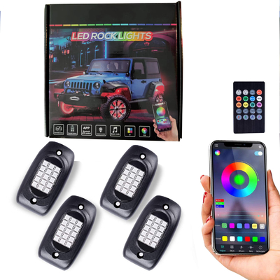 원격 제어 8Pcs 네온 Underglow를 가진 DC 12V 안정되어 있는 RGB 바위 빛
