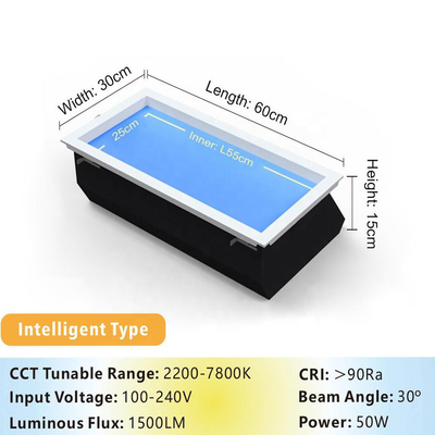L600*W300*H150mm LED 천장 패널, 천장 여유 높이 300mm, 에너지 절약 조명