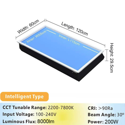 전력 요인 0.9 LED 천장 패널 라이트 출력 전력 150 와트 및 L1200 X W600 X H295mm