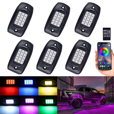 6개의 꼬투리 트럭 RGB LED 암석등, 다색 RGB 암석등 장비
