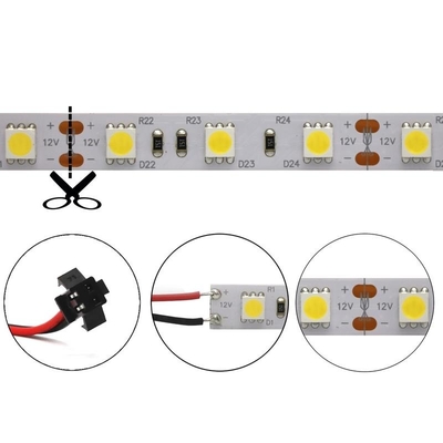 다색 Cuttable SMD 5050 RGB LED 스트립 60LED/M 길이 100mm