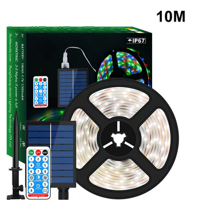 길이 5M 10M LED 태양열 스트립 빛 2835 야외 방수 따뜻한 흰색